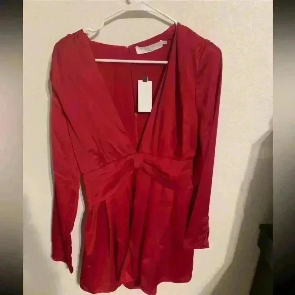 NWT ASTR THE LABEL Red Satin Romper - Picture 4 of 7